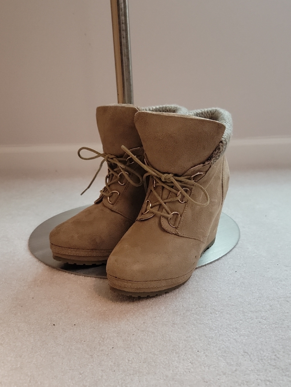 Cato - Women’s Tan Suede Wedge Ankle Boots